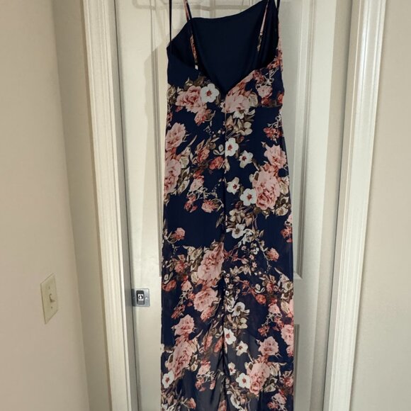 LULUS Reflection Navy Blue Floral Print High-low Dress - Picture 6 of 9